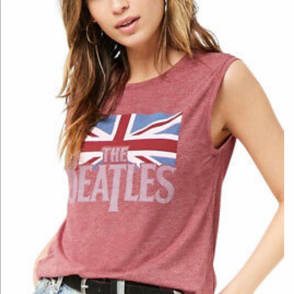 The Beatles Muscle Tee Graphic Tank - Maroon